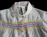 Girl's Vintage Pajama - Size 6 to 8 Child's Summer PJ Set - Palest Pink Sheer Cotton Short Sleeve Smocked Top and Pant - 1960s 70s Deadstock