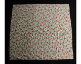 50s Floral Print Fabric - 47 x 44.5 Inches Wide - Pink Red Green White 1950's Cotton Blend Flowers Broadcloth Yardage - 1.3 Yards 1 1/3
