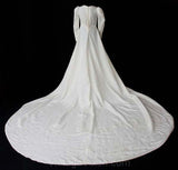 Size 8 Bridal Gown - Vintage 1940s Wedding Dress with Ruched Waist & 7 Foot Train - WWII Era Wartime Bride - As Is - Bust 35 - 36354