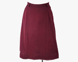 Size 2 Purple Skirt - 1960s Aubergine Cotton A-Line Skirt - XS Casual Classic 60s Separates - 60s Retro Fall Tailored - Waist 24 - 34600-1