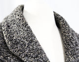 Size 8 Gray Wool Coat - Retro 1980s 90s Tweed Jacket - Medium Flecked Woolen Winter Blazer - Big Lapels - Waist Pockets - Made in Germany