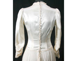 Size 4 Wedding Dress - Late 1930s Ivory Satin & Mesh Knit Bridal Gown - 30s 40s Innocent Wartime Beauty - Bust 33.5 - Waist 24.5 - 31836