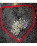 1940s Pastel & Gray Dandelion Print Apron - Large XL Half Apron - Size 12 to 18 - Red Trim - Flowers - Handmade - Waist 30 to 38 - 30459-1