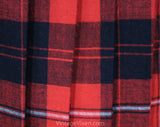 Size 6 Red Skirt - 50s Pleated Tartan Windowpane Winter Plaid - 1950s Black White & Candy Apple - Festive Christmas Colors - Waist 25.5
