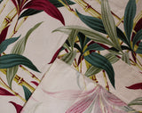 Set of 4 Tropical Drapery Panels Plus Over 6 Yards Fabric - 40s Bamboo Barkcloth Drapes 2.83 Yards x 32.5" - 1940s Pink Green Yellow Yardage