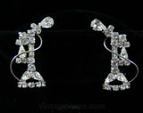Old Fashioned Telephone Jewelry - 1950s Novelty Pin & Earrings - Rhinestones - Receptionist Look - Secretary Style - Glam - Sparkly -42427