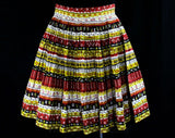 Size Large 1950s Apron - Western Style Branding Marks Novelty Print - Southwestern 50s Rockabilly Cow Girl Mini Pleated - Waist to 32