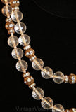 1950s Beaded Filigree Necklace & Earrings - Clear Faceted Beads - 50s Demi Parure - Sophisticated Mid Century Classic Jewelry - 34011