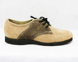 Size 6 Toddler Boys Saddle Shoes - Authentic 1960s Brown Two Tone Suede Oxfords - Child Size 6M - Boy's 60s NIB Deadstock - Hush Puppies