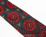 50s Men's Passionflower Tie - 1950s Red Tropical Floral Mens Necktie - Men's Mid Century Haberdashery - Passion Flower - Wicks & Greenman