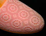Size 9.5 Pink Shoes - Casual Lace Pattern Flats - 1960s Slip On Style - Spring Summer - Soft Rubber Sole - 60s House Wife Deadstock - 9 1/2