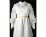 Size 8 Wedding Dress - Beautiful 1960s Vintage Chiffon Bridal Gown & Sheer Train - Romantic Antique Style NWT Deadstock - Bust 36.5 - 31834