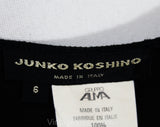 Size 4 Minimalist Dress - Sleeveless Black Cotton Knit by Japanese Designer Junko Koshino - 1920s Sport & Swim Inspired Cutouts - Bust 33