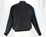 Men's Medium Racing Jacket - Black Sporting Nylon Windbreaker with Mercury Marine Logo - Late 70s Early 80s - NWT Deadstock - Chest 42