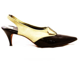 Size 8 Titanic Style Shoes - 1900s 1910s Inspired Heels from the 1950s - Dove Gray Suede & Black Patent Leather Slingbacks - 8N Narrow