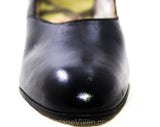 As Is Deco 1920s Shoes with Cutwork - Size 5.5 Authentic 20s 30s Black Leather Pumps - Cutouts & Triangle Open Sides - Rare NOS Deadstock