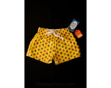 1950s Boy's Yellow Print Flannel Boxers - Size 5 - Boys Deadstock Underwear - Paisleys Medallions Print - Childrens 50s Underwear - 37086-1