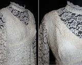 Size 10 Vintage Lace Wedding Gown with Edwardian Flair - Retro 60s Bridal Gown - NWT Deadstock - Three Foot Train - Bust 37 - 32769