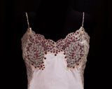 Size 4 Burlesque Full Slip - 60s Glittering Rhinestone Studded XS Pink - Mini 1960s Striptease Lingerie From Stripper's Estate - Bust 33