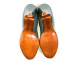 Size 5 1940s Gray Heels - Fog Leather Shoes with Spectator Style Broguing & Fleur De Lis - 5B Small Pumps - 40's 50's NOS Deadstock