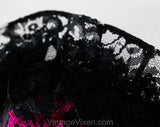 Size 2 Strapless Cocktail Dress - Gunne Sax Magenta Pink Satin & Black Lace Saloon Girl Style Gown - XS Boned Bodice Full Skirt - Bust 31.5