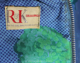 Size 4 Sun Dress - Blue & Green Silk 50s Summer Frock - 1950s Girl Next Door - Hydrangea Floral Polka Dot Scarf Silk with Corsage - Bust 33
