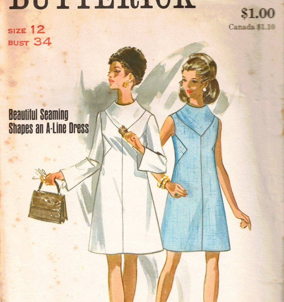 1960s Mod Dress Sewing Pattern - 60s Misses Minimalist Space Age A Lin Vintage Vixen Clothing 1960s Mod Dress Sewing Pattern - 60s Misses Minimalist Space Age A Lin Vintage Vixen Clothing