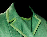 Size 12 Mint Green Dress & Jacket Set - 1960s Short Sleeve Spearmint Spring Knit - Faux Suede Trim - 60s Deadstock 190 Dollar Tag - Bust 40