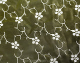 Embroidered Dining Tablecloth - Oval Shaped 59 x 128 Inches - Sheer Maize Yellow Nylon Organdy - 60s 70s Eyelet Style Embroidery - Scallops
