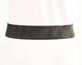 Large Stretch Belt - Retro 1990s Black Rose Plastic Buckle & Belt - 90s Boho Metallic Brown Crackle Finish - 2" Tall - Waist 28 to 32