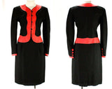 Size 6 1930s Inspired Suit - Designer Ungaro Paris Label 1990s Jacket & Skirt - Black and Salmon Pink Linen - 90s Retro Style - Waist 25.5