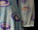 Size 6 Mini Dress - 1960s Seashells Novelty Print Sky Blue & Lavender Dollybird Dress - Cute 60s 70s Go-Go Girl - Very Short Skirt - Bust 34