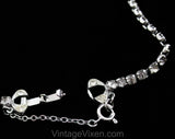 1940s 50s Rhinestone Necklace with Elegant Curving Design - Silver Hued Metal - 40s Formal Evening Dinner Party Jewelry - Beautiful Quality