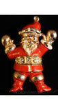 FINAL SALE 1950s Vintage Santa Claus Pin with Dancing Boots - Moveable Parts - Winter Holiday Brooch - 50s Christmas Novelty - Red & White