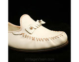 Size 6.5 Shoes - Rustic 1940s Ivory Leather Loafers - Size 1/2 Low Heels - 40s Deadstock - Spring Everyday Shoe with Original Box - 39988-1