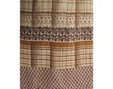 Size 6 Brown Plaid Skirt - Soft Paisley Print Jersey Knit - 1980s Paris Designer Label - Fall 1970s Preppie Style - David Mac G - Waist 25.5