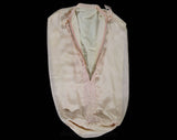 1940s Pink Baby Bunting & Hood - 0 to 3 Months Infants Layette - 30s 40s Fine Silk Crepe with Hand Sewn Embroidery - Cloth Covered Zipper