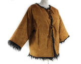 Small Bonnie Cashin 1960s Suede Jacket with Shaggy Reversible Lining - 60s Rare Design - Brown Black Gray Mod Designer Faux Fur - Bust 34.5