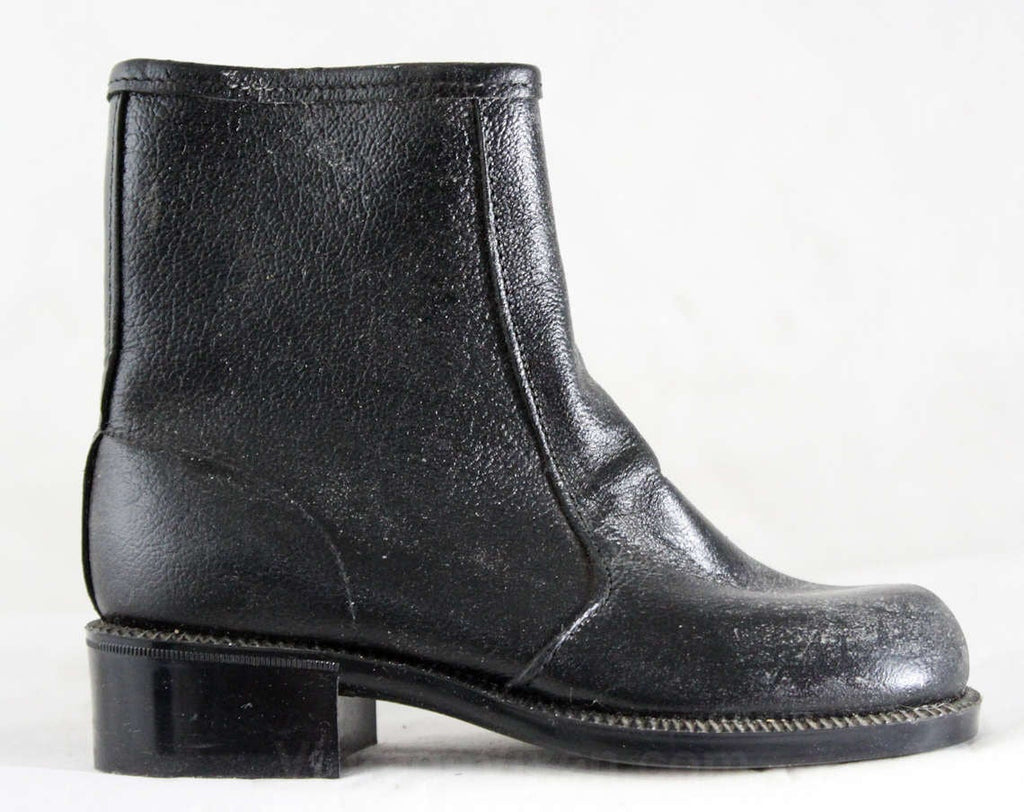 Boys Black Boots - Child Size 8.5 - Authentic 1950s 1960s Boy's Black Leather Boots - 60's Shoes - Little Gent - 8 1/2 D - NOS Deadstock
