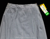 Size 6 1950s Tailored Skirt - 50s 60s Slate Blue Cotton Chambray A-Line Skirt with Welt Pocket - Secretary Chic - Waist 25.5 - Deadstock NWT