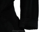 Size 14 1950s Black Suit Jacket - Large 40s 50s New Look Crepe Office Blazer with Gorgeous White Shell Buttons - Shawl Lapel - Waist 34