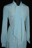 Size 6 Blue Suit - Bluebird Faux Suede 3-Pc Suit with Ruffle Trim - 598 Dollar Original Tag - Three Piece Suit - 70s - Samuel Robert - 31420