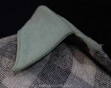 Men's Small 1930s 40s Western Shirt - Sage Green Gabardine & Gray Plaid Mens Top - 30s Autumn Rockabilly Cowboy - Long Sleeve - Chest 38