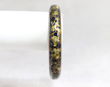 Asian Bangle Bracelet - Hand Painted Dragon Scales Flowers - Faux Cloisonne - Navy Gray Red Gold Brilliant Artisan Skills - Eastern - 50445