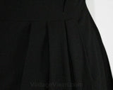 Size 8 1940s Dress - New Look Black Wool 40s 50s - Long Sleeve Fall Autumn Dress with Copper Beading - Beaded Flowers - Waist 28