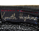 Black 1950s Wide Brim Saucer Hat - 40s 50s American Designer Keneth Hopkins - Gorgeous Diva Chic From Hollywood Estate - Straw & Velvet