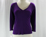 Size 6 Purple Shirt - 80s Jeweltone Designer Top - Dated 1986 - Dan DeSantis - Rich Vivid Hue - Small 1980s Jersey Knit Shirt - 42180