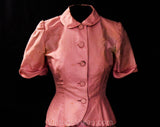 As Is XXS 1950s Rose Pink Strapless Dress & Jacket - 50s Bombshell Size 0 Summer Suit - Marilyn Pin Up Look - 1950's Henri Bendel - Waist 23