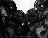 Size 6 Fine Black Negligee - Lucie Ann Beverly Hills - Silk Satin Trousseau Nightgown - Pin Up Girl Bias Cut - Exceptional Quality - Bust 34