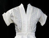 Size 4 Nurse Uniform Dress - Small 1950s 60s White Diner Style Dress - Short Sleeved Summer Sheer Nylon - Perky Pin Up Girl - Waist 25